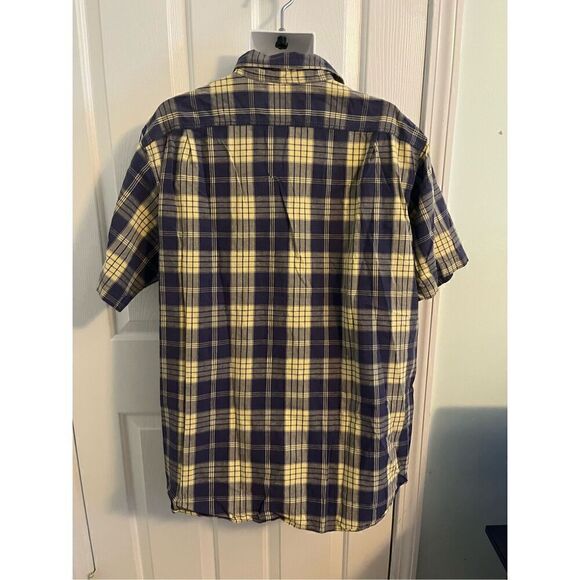 Polo Sport Yellow and Blue Cotton and Linen Blend Plaid Short Sleeve Shirt. Size - Picture 5 of 5